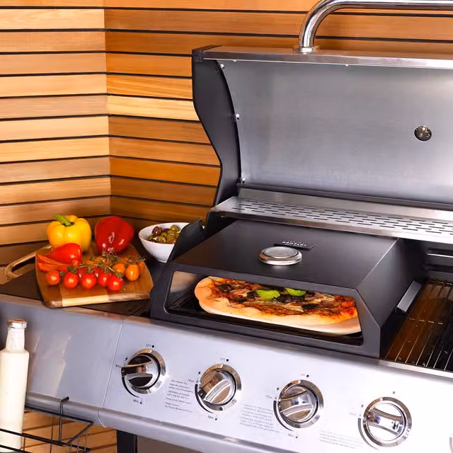 Charles Bentley BBQ Pizza Box with Thermometer, Black