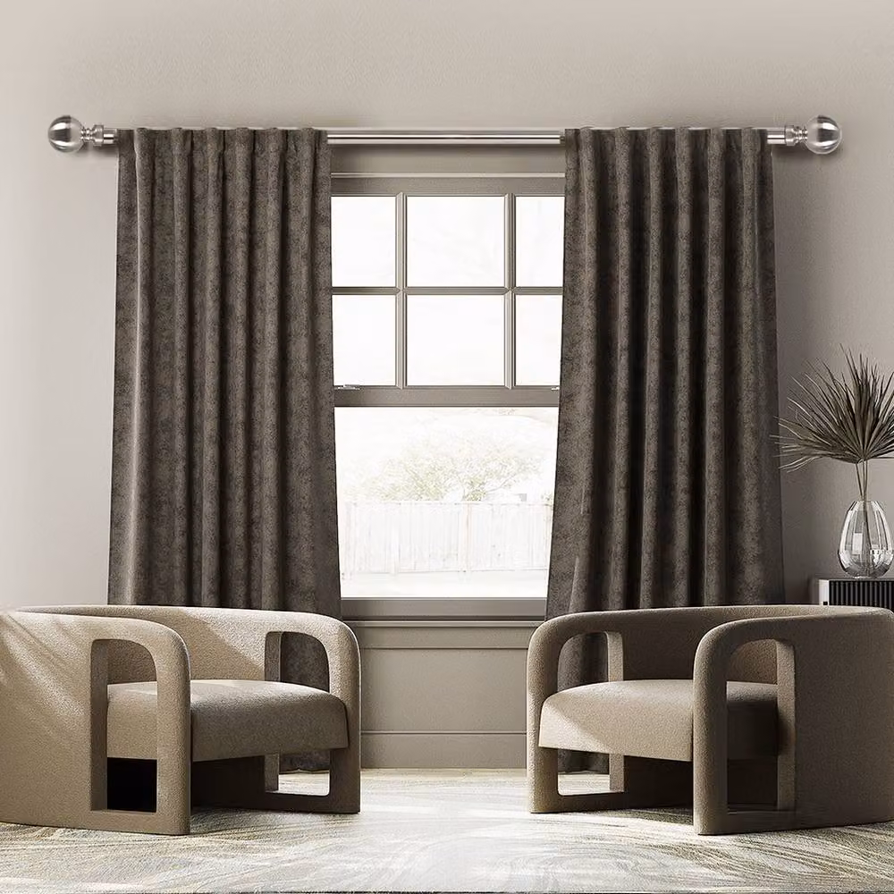 Marlow Extendable Adjustable Steel Curtain Rod Set in Metallic Silver – 2