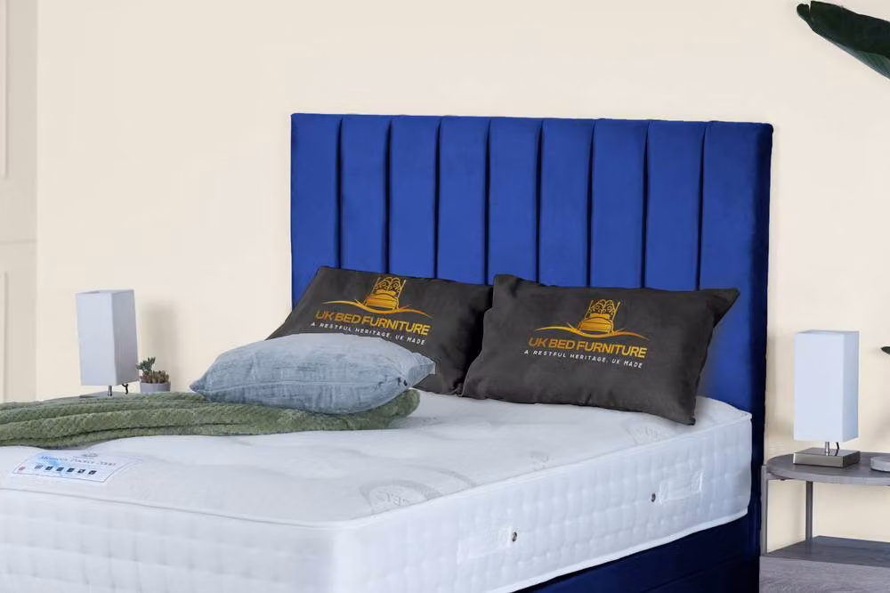 UK Bed Furniture Wilton End Lift Divan Ottoman Bed with 54 Inch Tall Headboard in Blue Velvet, W/D/H: 180 x 200 cm – 2