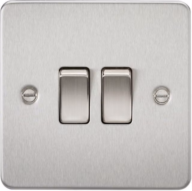 Knightsbridge FP3000BC Flat Plate 10AX 2G 2-Way Flush Switch in Brushed Chrome