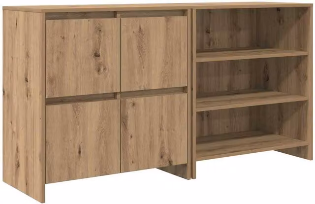 Berkfield Home Artisan Oak Sideboard 2 Piece Set in Brown, W/D/H: 70 x 41 x 75 cm