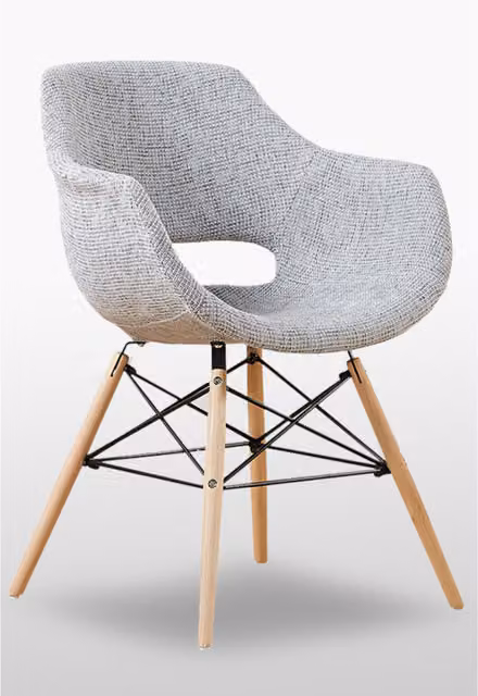Life Interiors Olivia Mid-Century Fabric and Velvet Dining Chair in Grey and Black