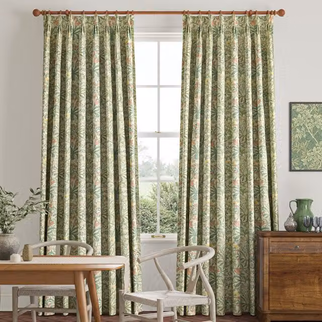William Morris Woodland Weeds Made To Measure Blackout Cotton Curtains in Green
