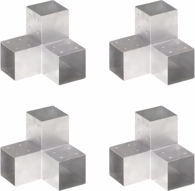 Berkfield Home Y Shape Post Connectors, 4 Pack, Galvanised Silver Metal, 10.1 cm – 1