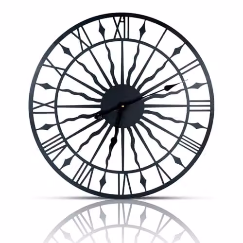 mysmartbuy Black Sun Design Metal Wall Clock for Indoor or Outdoor Use, Diameter: 60 cm – 3