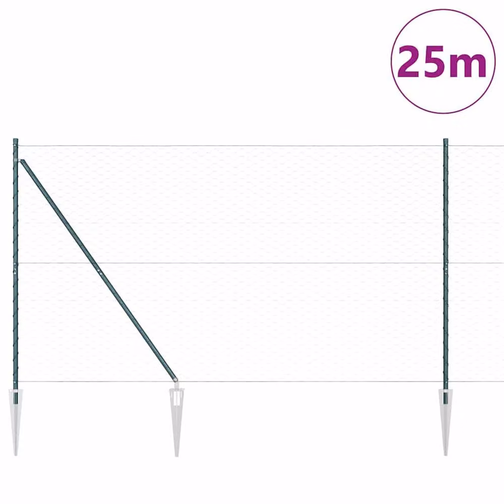 Berkfield Home Green Steel Hexagon Fence, H 1.6 m x W 25 m – 3