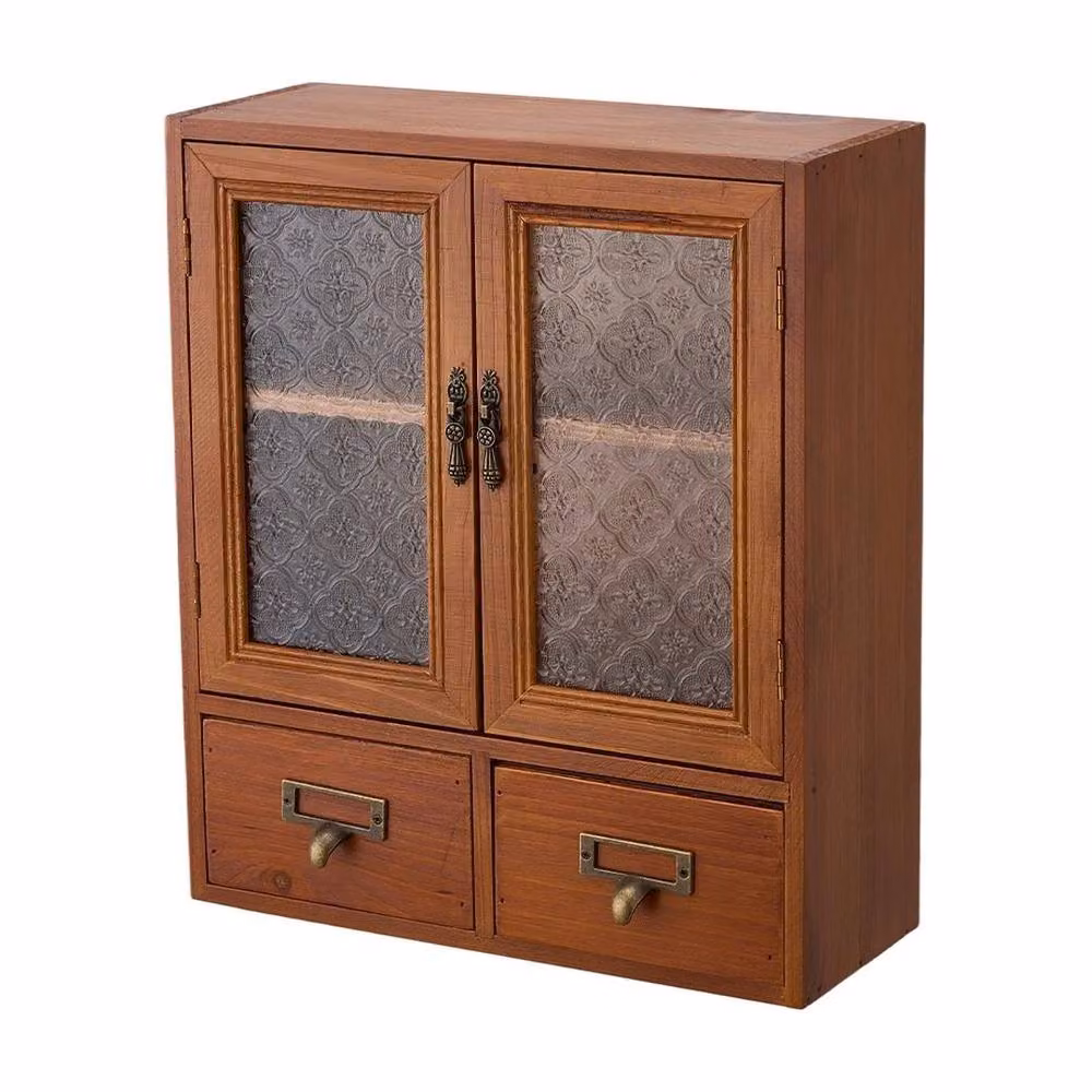 Kelvenix Brown Wooden Desktop Storage Box and Display Cabinet – 3