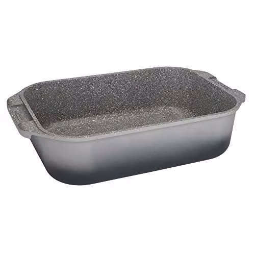 MasterClass Deep Cast Aluminium Roasting Dish with Handles, Grey, W: 41 cm, D: 26 cm, H: 6.8 cm – 1