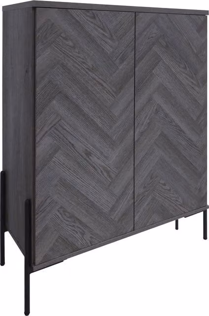Dorel Charlene Highboard with 2 Hinged Doors in Grey Fish Oak