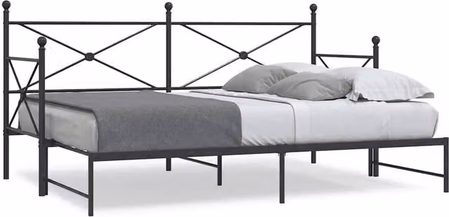 Berkfield Home Modern Metal Daybed with Trundle in Black, W: 75 cm, L: 190 cm – 1