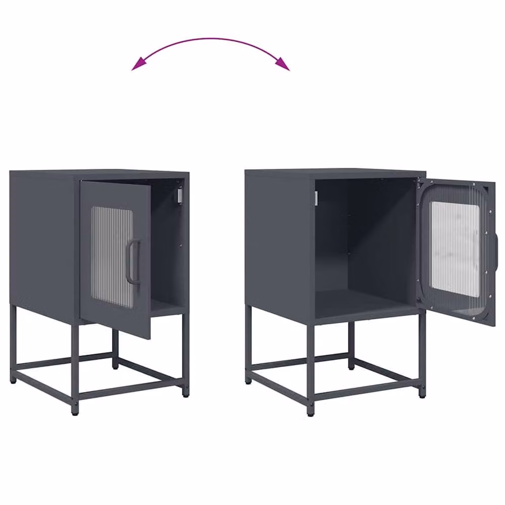 Berkfield Home Elegant Bedside Cabinet in Anthracite Grey, W/D/H: 36 x 39 x 60.5 cm – 4