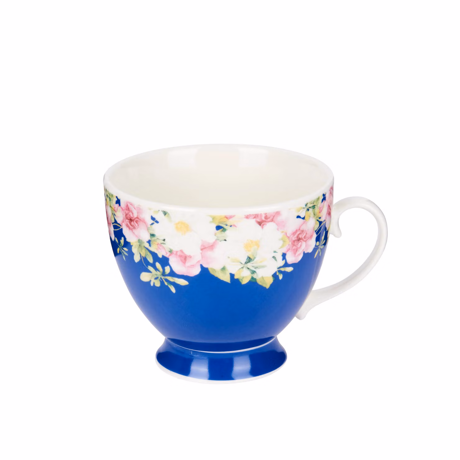 KitchenCraft Set of 4 Bone China Floral Mugs in Dark Blue – 2