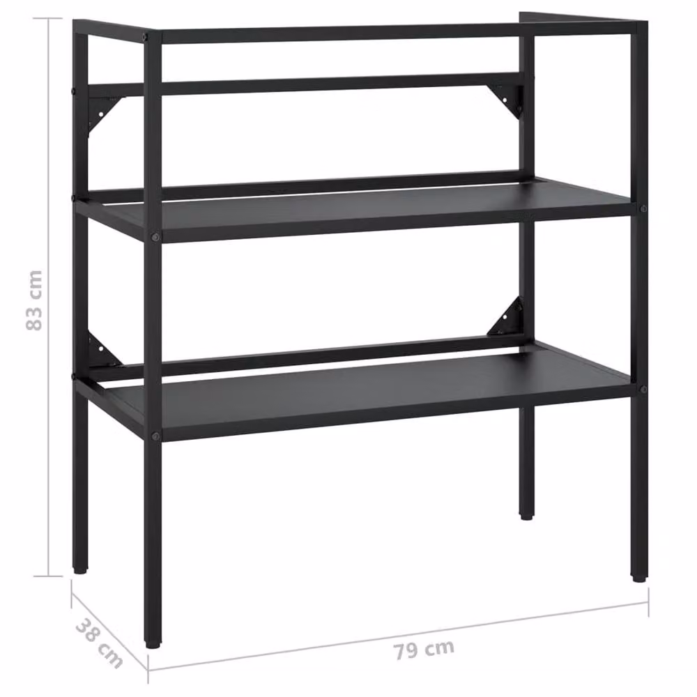 Berkfield Home Durable Metal Bathroom Washbasin Frame in Black, W/D/H: 79 x 38 x 83 cm – 4