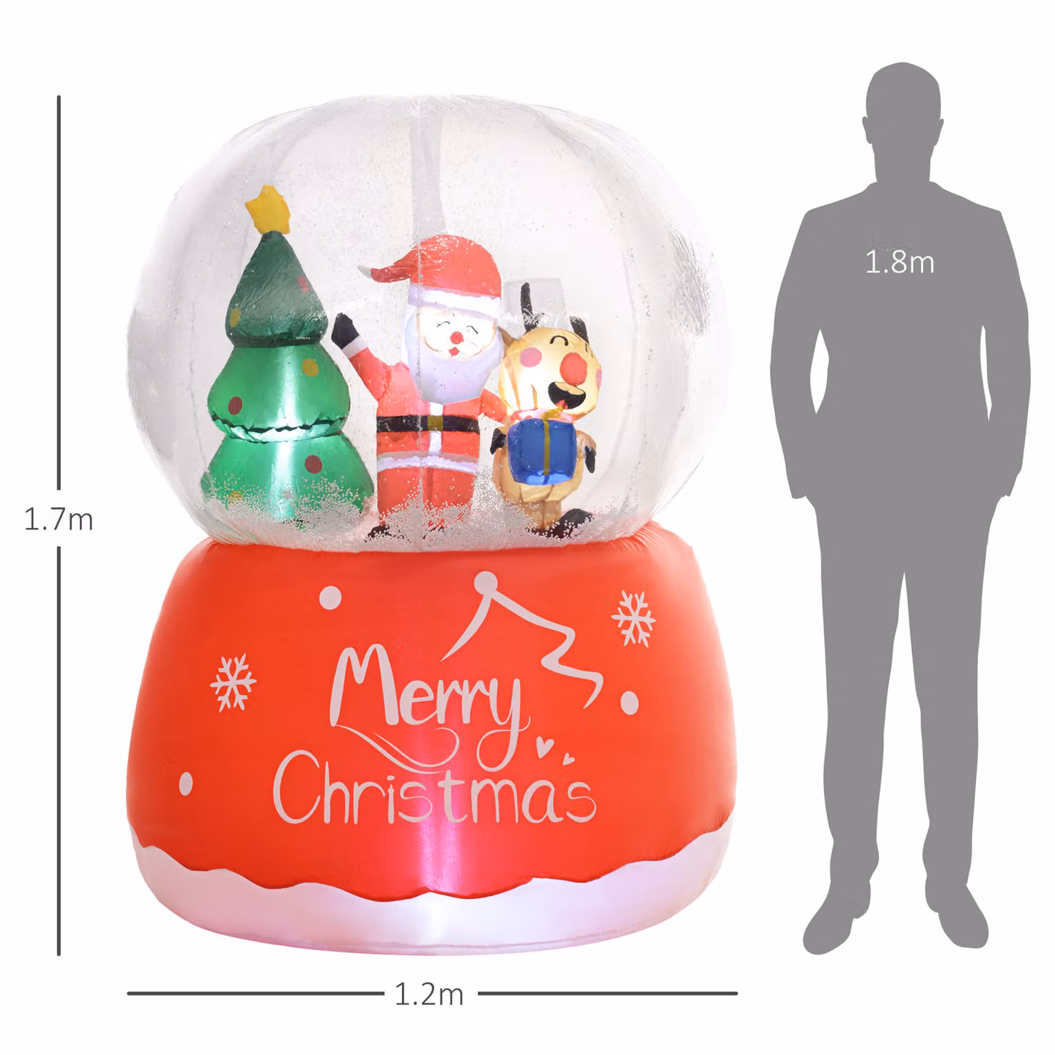 Outsunny 5.5ft White Christmas Inflatable Crystal Ball with Santa Claus, Reindeer and Xmas Tree for Indoor and Outdoor Decoration – 3
