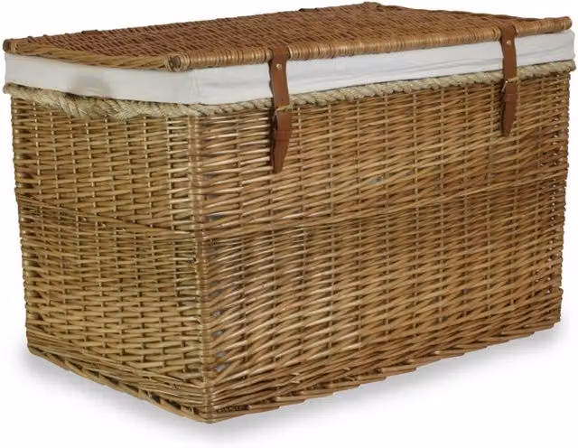 Red Hamper Large Light Steamed Wicker Storage Hamper with Handles in Brown and White (2kg)