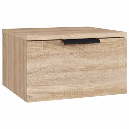vidaXL Wall-mounted Bedside Cabinet in Brown Wood, W/D/H: 34 x 30 x 20 cm