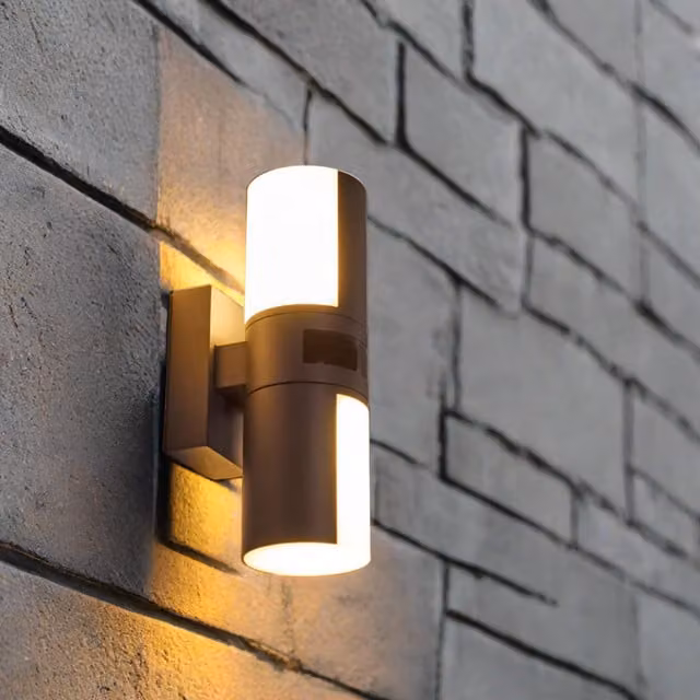 CGC FAITH Dark Grey Twin Motion Sensor Cylindrical LED Wall Light