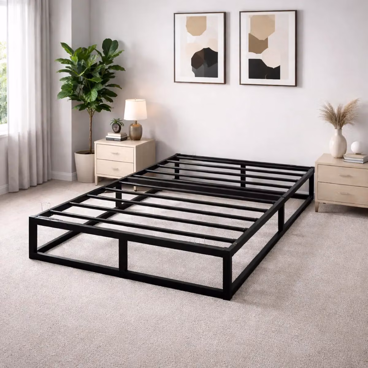 House of Home Extra Strong Single Metal Platform Bed Frame in Black – 5