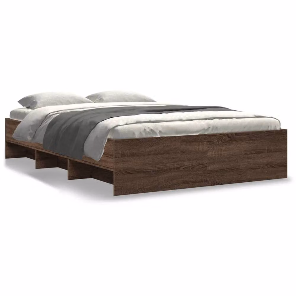 Berkfield Home Small Double Wood Bed Frame in Brown Oak, W/D/H: 120 x 190 cm – 3