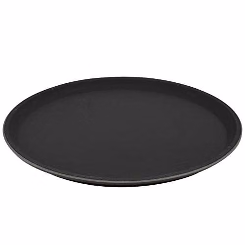 Argon Tableware Black Round Non-Slip Rubberised Serving Tray, Diameter: 28 cm – 1