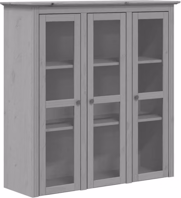Berkfield Home BODO Grey Rustic Solid Wood Pine Cabinet with Glass Doors – 1
