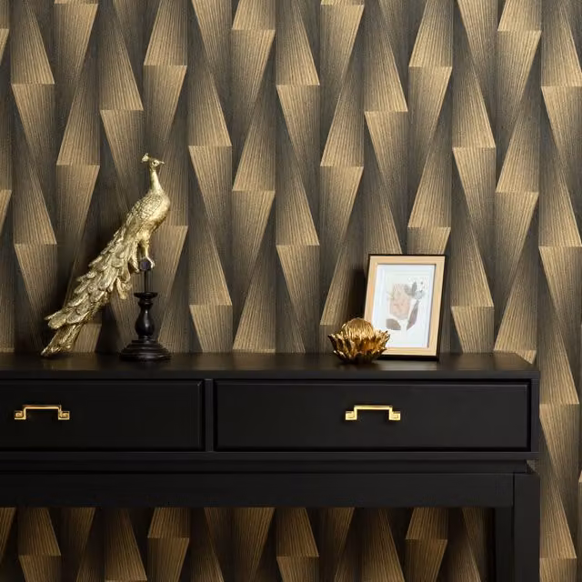 Erismann Shift 3D Wood Effect Geometric Vinyl Wallpaper in Black