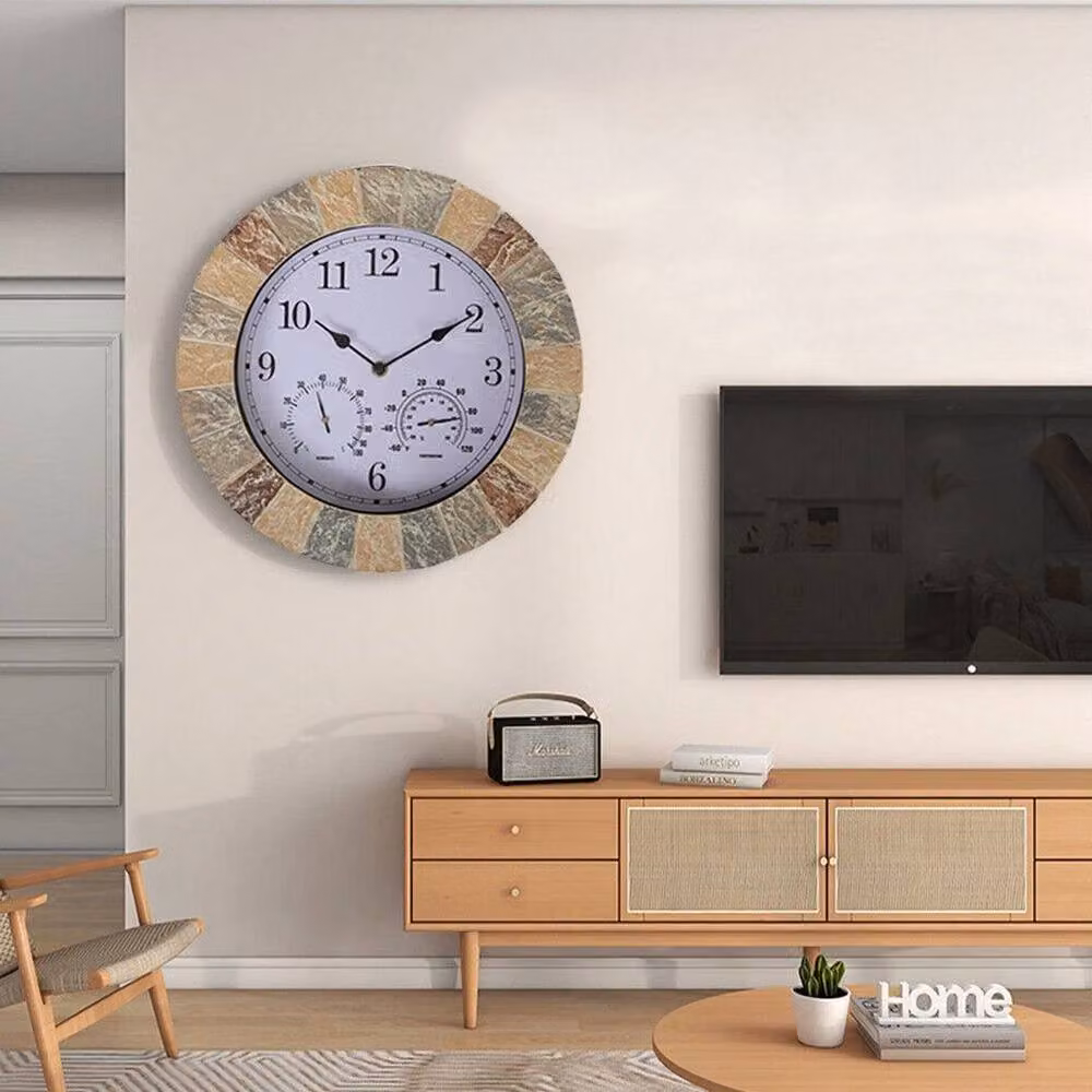 PAWNORA Grey Round Analog Outdoor Garden Wall Clock – 2