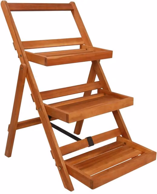 Berkfield Home 3-Tier Acacia Wood Plant Stand, Brown, W/D/H: 50 x 50 x 80 cm – 1