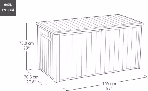 Keter Lineus 643L Garden Storage Box with Soft Close Lid in Anthracite Grey – 4