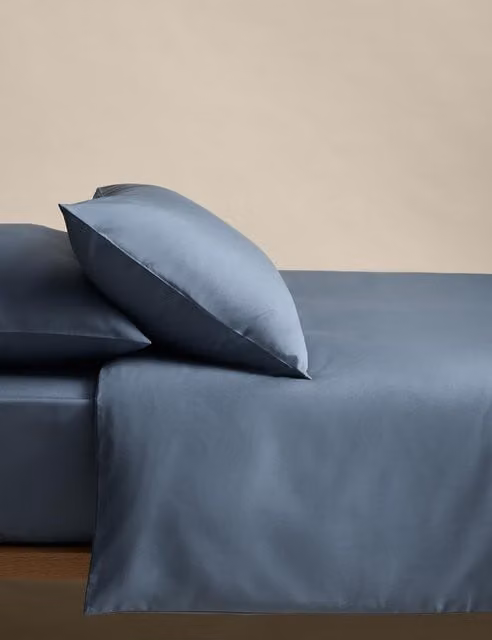 M&S Stay Cool Lyocell Rich Breathable Bedding Set in Slate Blue, 200 x 200 cm