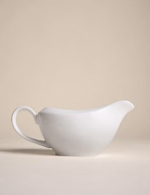 M&S Clarendon Bone China Gravy Boat in White
