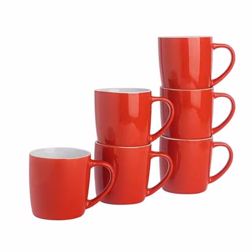 Argon Tableware Red Stoneware Coffee Mugs, 350ml, Pack of 6 – 1