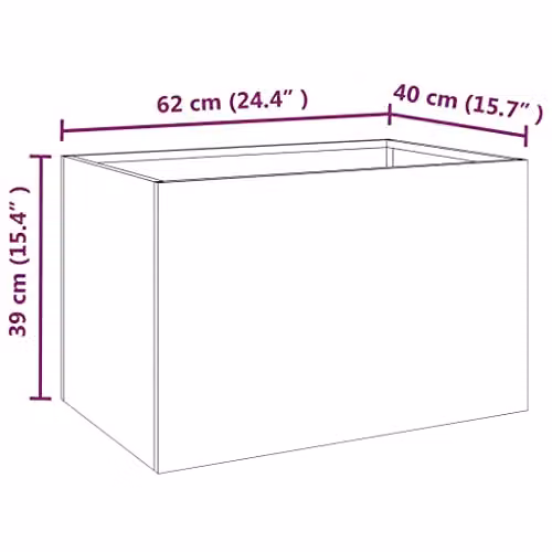 vidaXL Corten Steel Planter Tub, Brown, W: 62 cm, D: 40 cm, H: 39 cm – 3