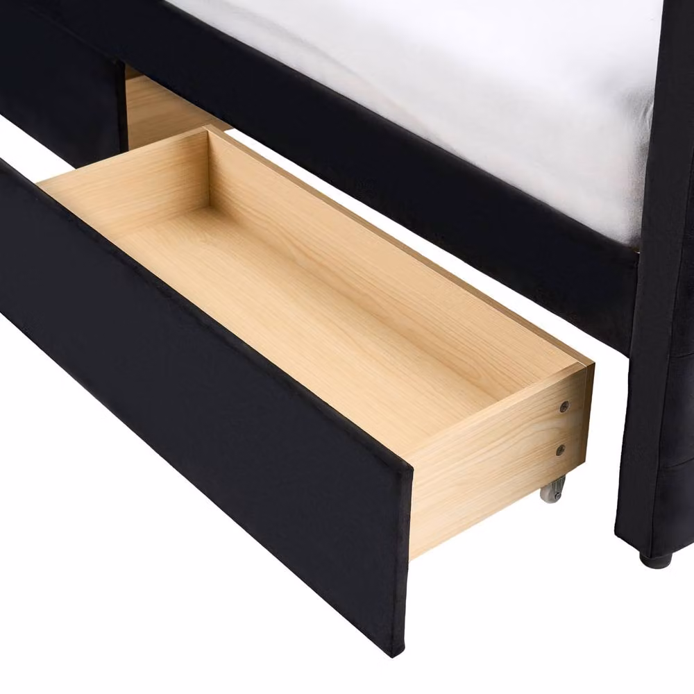 Wyld Haus Black Velvet Daybed with Drawers, W/D/H: 90 x 200 cm – 6