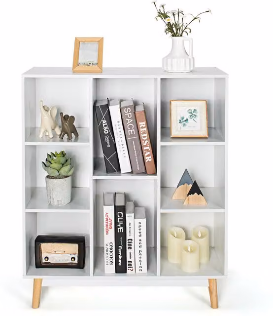 COSTWAY 8-Cube Freestanding Side Cabinet Storage Organiser in White