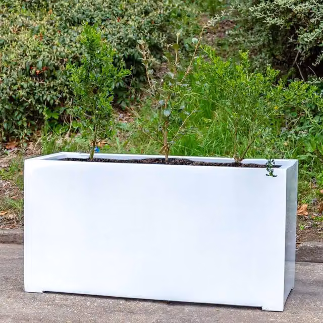 Primrose Stone Composite Trough Planter in White