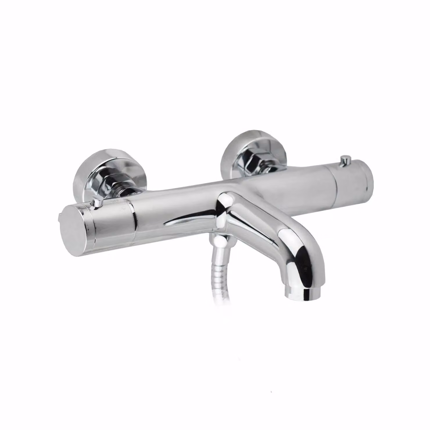 Nes Home Thermostatic Wall-Mounted Bath and Shower Mixer Tap in Chrome Silver – 2
