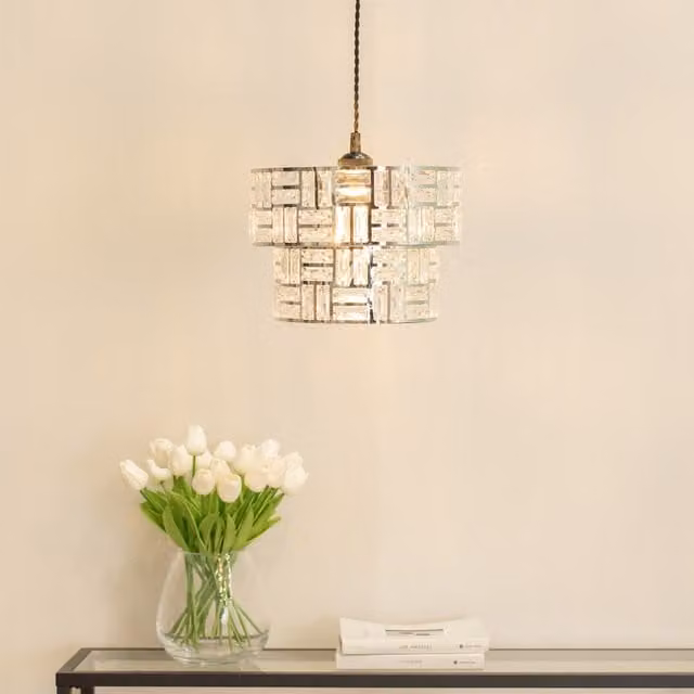 ValueLights Elise Pair Jewel Easy Fit LED Ceiling Shade in Silver