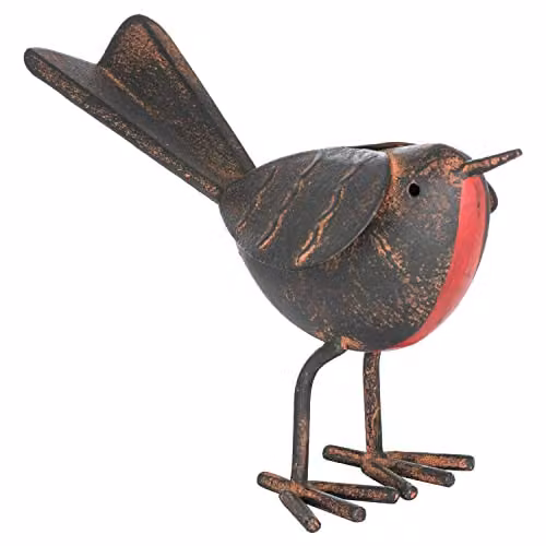 Love Lace Rocky The Robin Ornament in Brown and Multicolour, W/D/H: 11 x 6 x 1 cm
