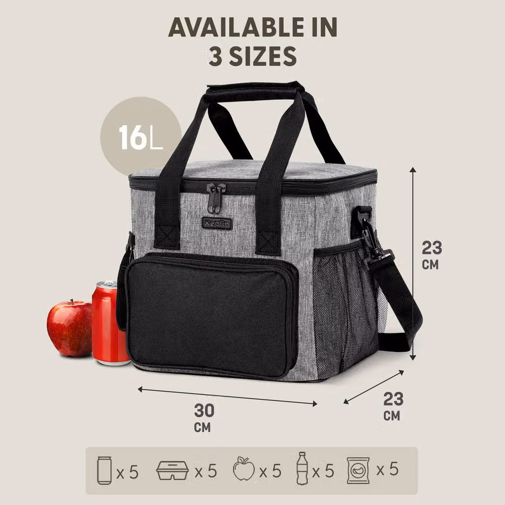 Keplin Insulated Leakproof Cooler Bag, Grey, 16L, W/D/H: 30 x 23 x 23 cm – 2
