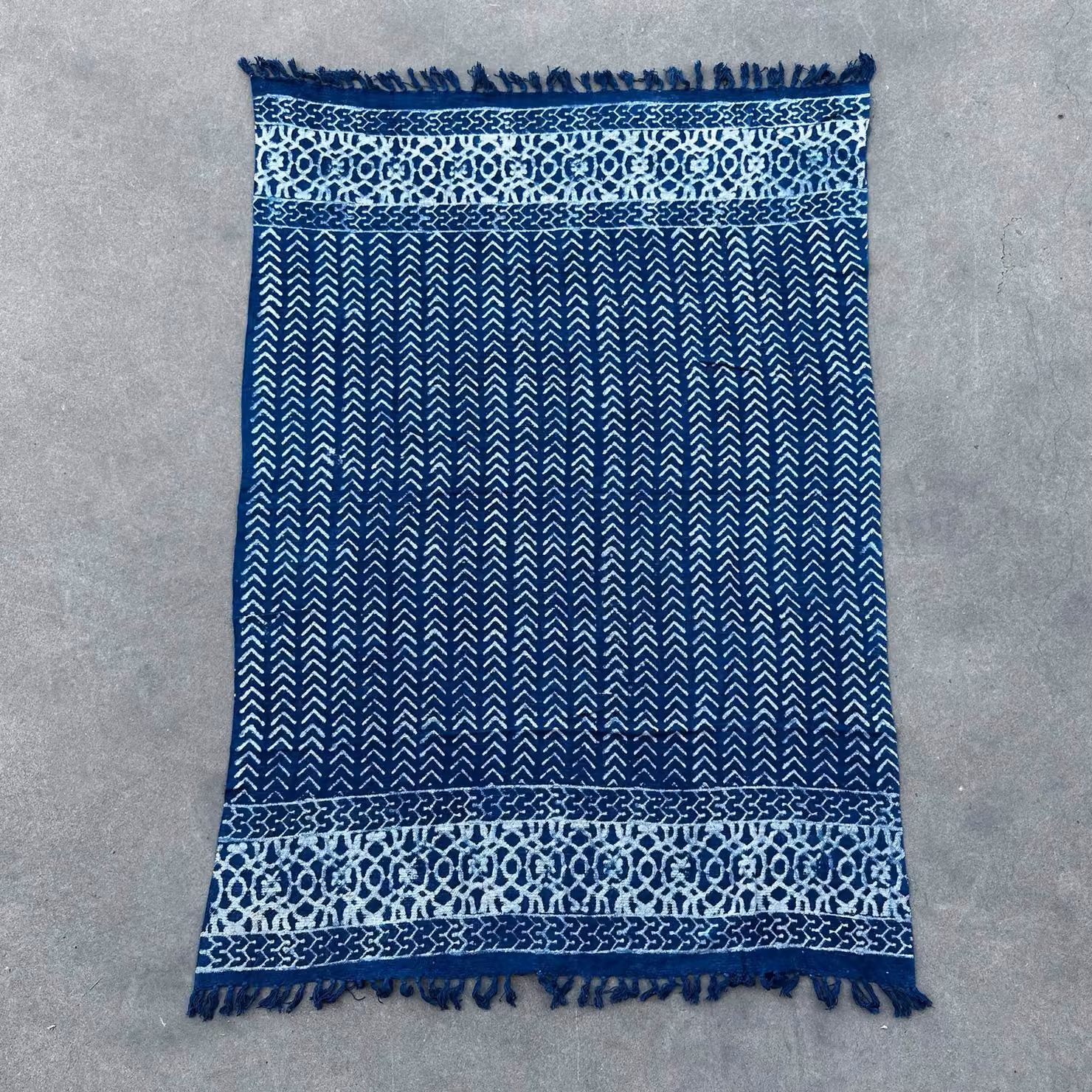 KDMD Handmade Indigo Blue Geometric Throw W/D: 170 x 120 cm – 4