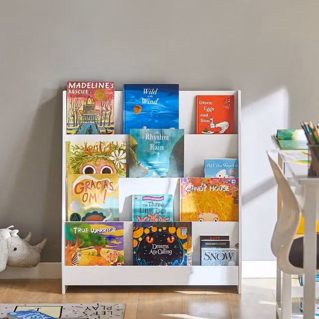 SoBuy Childrens Bookcase and Storage Shelf with 4 Shelves, White