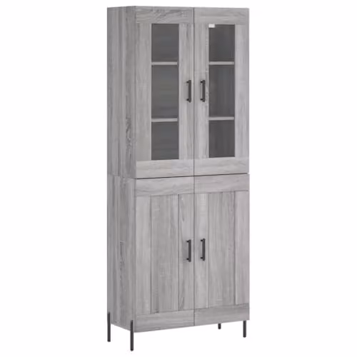 vidaXL Modern Grey Sonoma Highboard in Engineered Wood, W/D/H: 69.5 x 34 x 180 cm – 1