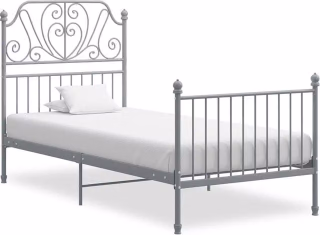 Berkfield Home Grey Metal Bed Frame W/D/H: 90 x 200 cm