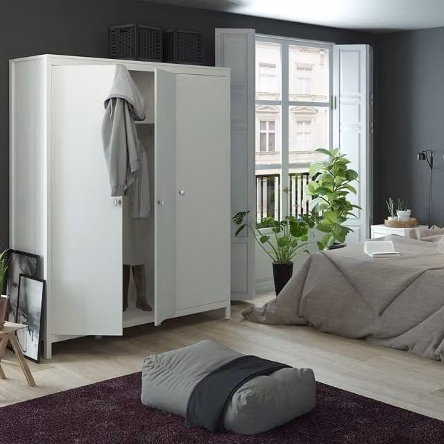 Furniture To Go Madrid Wardrobe in White with Hinged Doors and Internal Shelving
