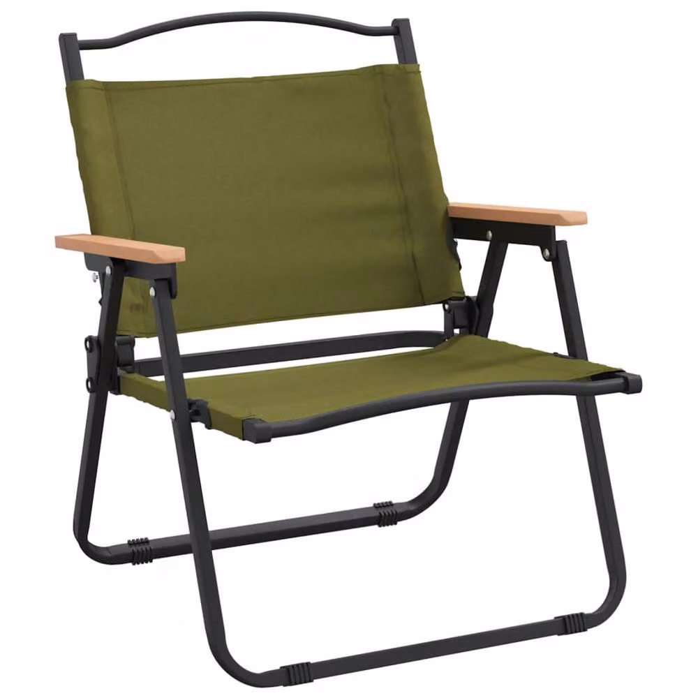 Berkfield Home Set of 2 Green Oxford Fabric Camping Chairs with Armrests, W/D/H: 54 x 43 x 59 cm – 3