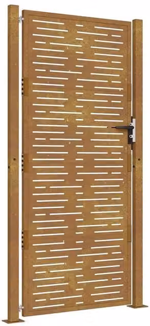 Berkfield Home Brown Corten Steel Garden Gate with Square Design, W: 105 cm, H: 180 cm