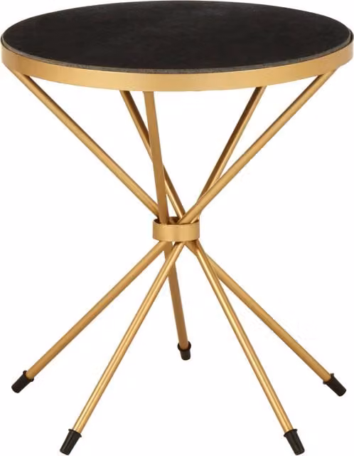 Orsina Round Black Marble Top Side Table with Gold Metal Frame, W/D/H: 46 x 46 x 51 cm – 1