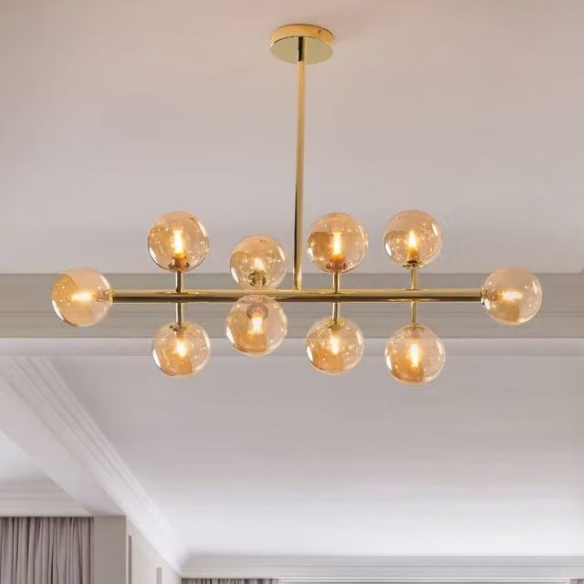 Wyld and Coco Modern 10-Light Gold and Transparent Glass Pendant Lamp