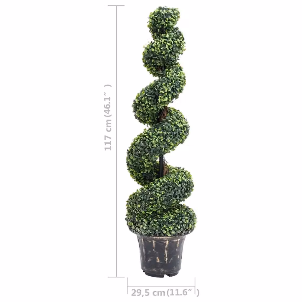 Berkfield Home Artificial Green Boxwood Spiral Potted Plant, Height: 117 cm – 4